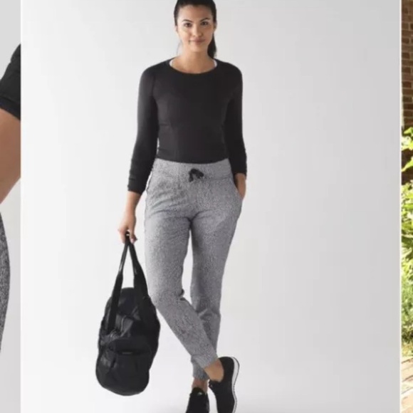 Lululemon Ready To Rulu Pant Running Luon Spray Jacquard White Black size 10 - Picture 1 of 12